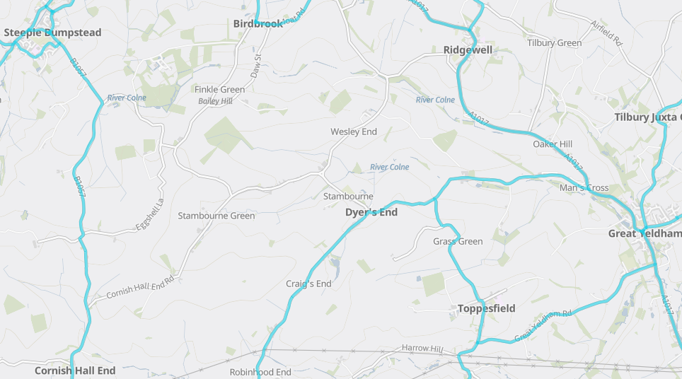 Map of the gritting routes around Stambourne