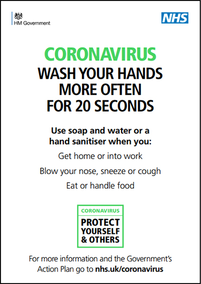 Coronavirus - Wash your hands more often for 20 seconds