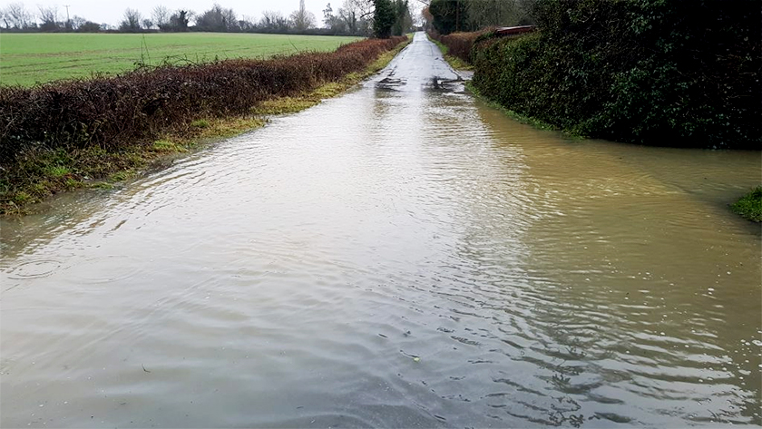 Stambourne - Flood in Stambourne Green