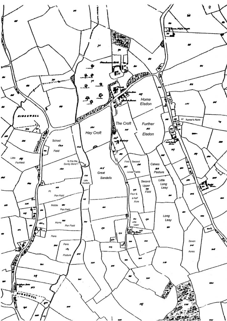 Central Part of the Tithe Map of 1837 with the addition of some field names