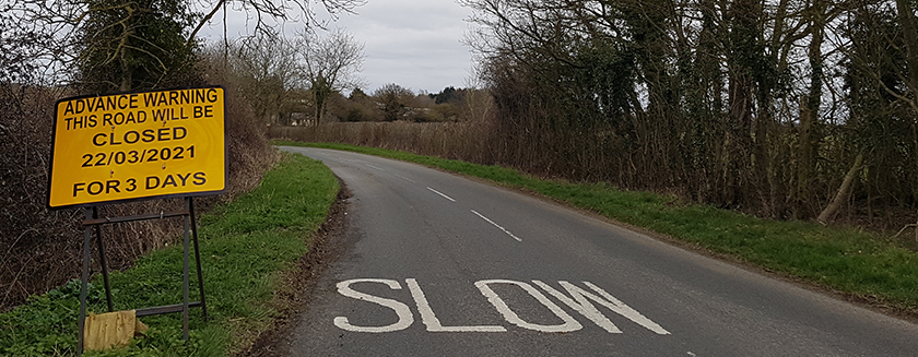 Road closure in Stambourne from 22nd March 2021