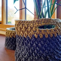 Anna's Colour block baskets - Knit & Natter Club - February 2023